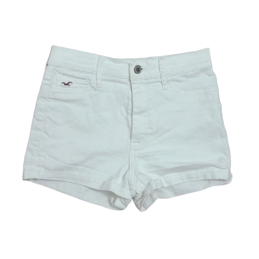 Hollister White High Waisted Denim Rolled Hem Jeans Shorts Women's Size 5/27